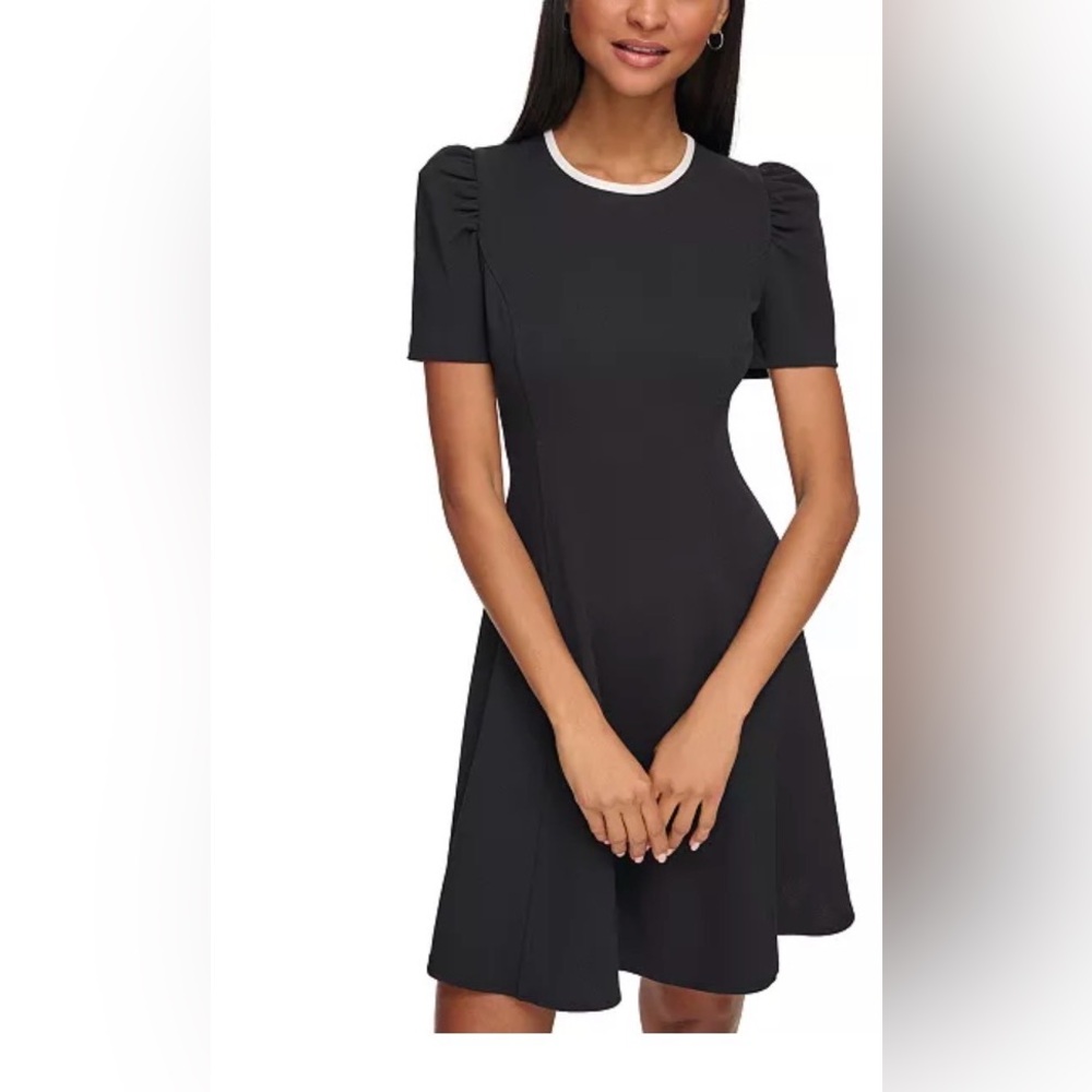 Women's Scuba-Crepe Contrast-Trim A-Line Dress, 4